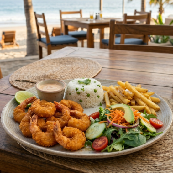 Camarones Empanizados + Orden Papas Fritas