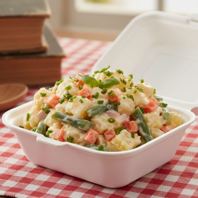 Uma porção individual da nossa deliciosa salada de maionese caseira pra acompanhar a sua massa!