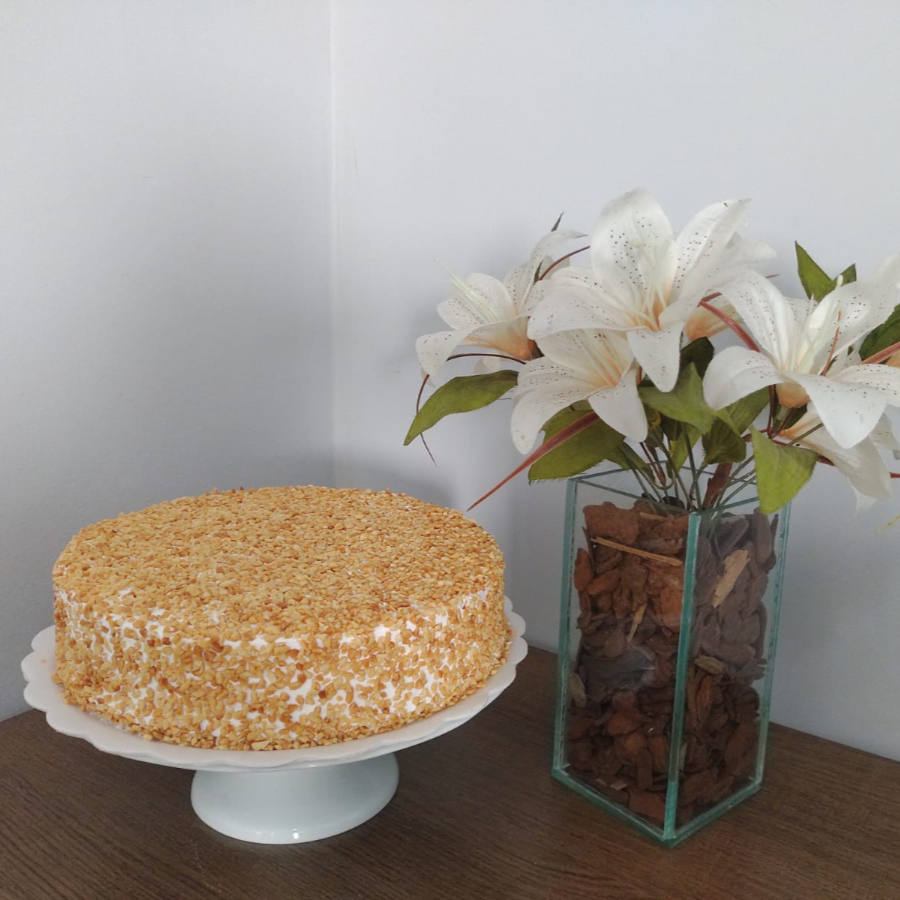 Torta de Amendoim granulado com Doce de leite- Fatia