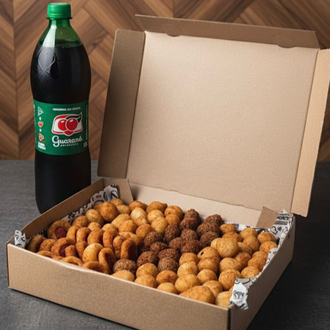 Combo de Salgadinhos Mistos – 15g cada Delicie-se com uma seleção irresistível de mini salgadinhos feitos com carinho e qualidade! Cada unidade pesa 15g e o combo vem com sabores variados, ideal para quem ama experimentar de tudo um pouco: Coxinha cremosa Queijo & Presunto Enroladinho de Salsicha Queijo Kibe crocante Risole de Carne Calabresa Não curte algum sabor? Sem problema! É só informar nas observações que a gente personaliza pra você.