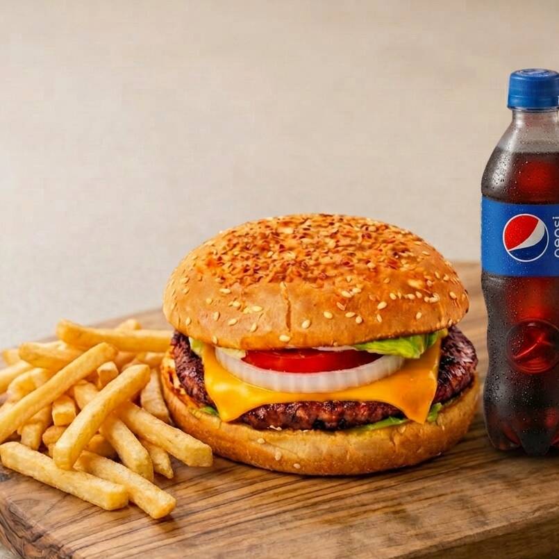 Hamburguesa Clasica + Papas + Refresco
