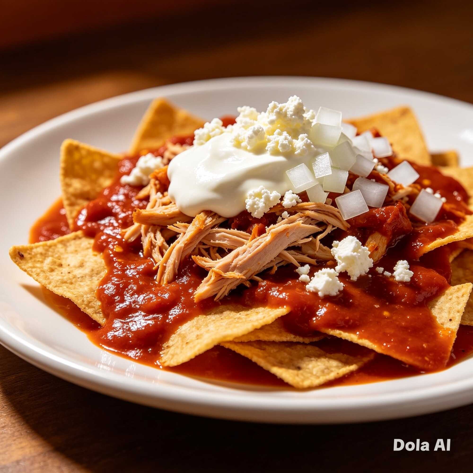 Chilaquiles de Guajillo Especiales con Pollo