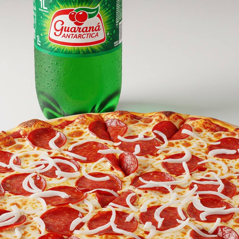 Uma pizza grande, deliciosa e cheia de sabor, acompanhada de um refrigerante 1l geladinho para completar a experiência. Perfeito para curtir sozinho ou a dois!