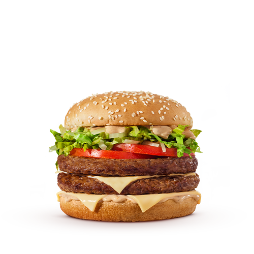 Os novos sanduíches contêm dois hambúrgueres de carne 100% bovina. O peso total da carne in natura (somando-se os dois hambúrgueres) aumentou em 51,7%-77,6g, passando de 150g para 227,6g, em comparação com o peso total de carne in natura (um hambúrguer) p