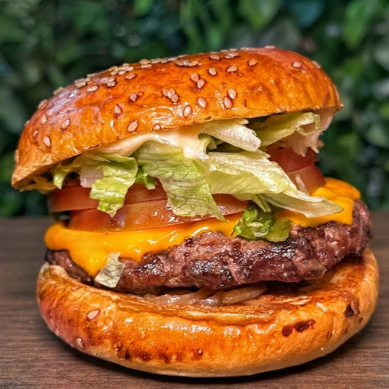 Pão brioche, hamburguer artesanal grelhado na brasa de 170g, queijo derretido, alface, tomate , e maionese da casa. Acompanha Batata Frita e Bebida a escolha.