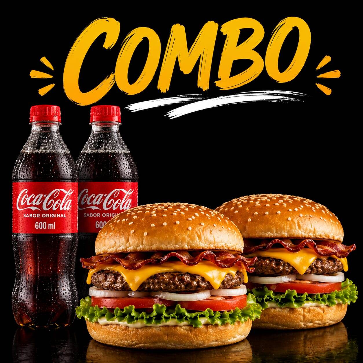 Combo 1 Hamburguesa Clasica y 1 BBQ + 2 Coca 600ml