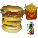triplo burguer + batata p +guarana natural
