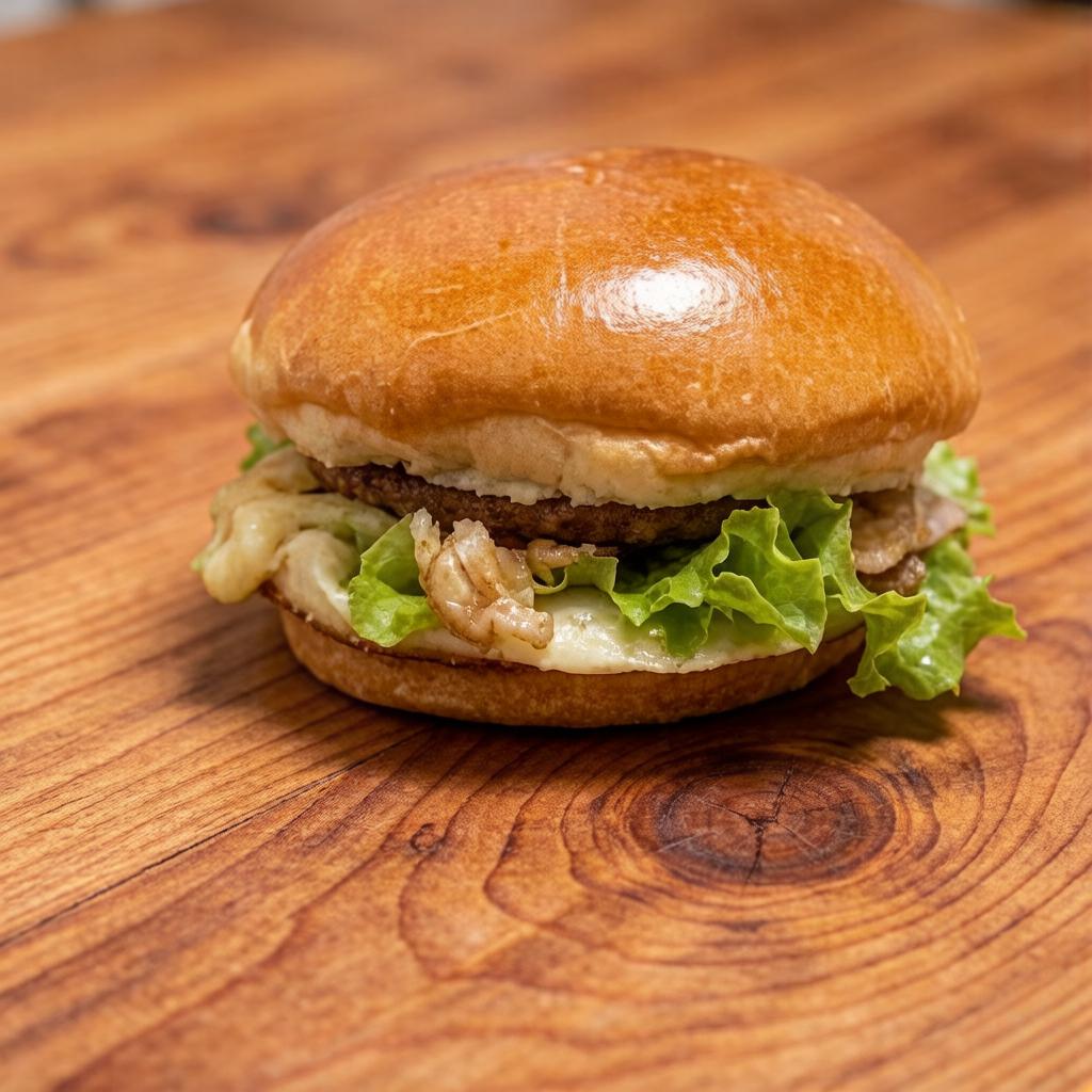 Hamburguer tradicional queijo prato , presunto, maionese, tomate, alface