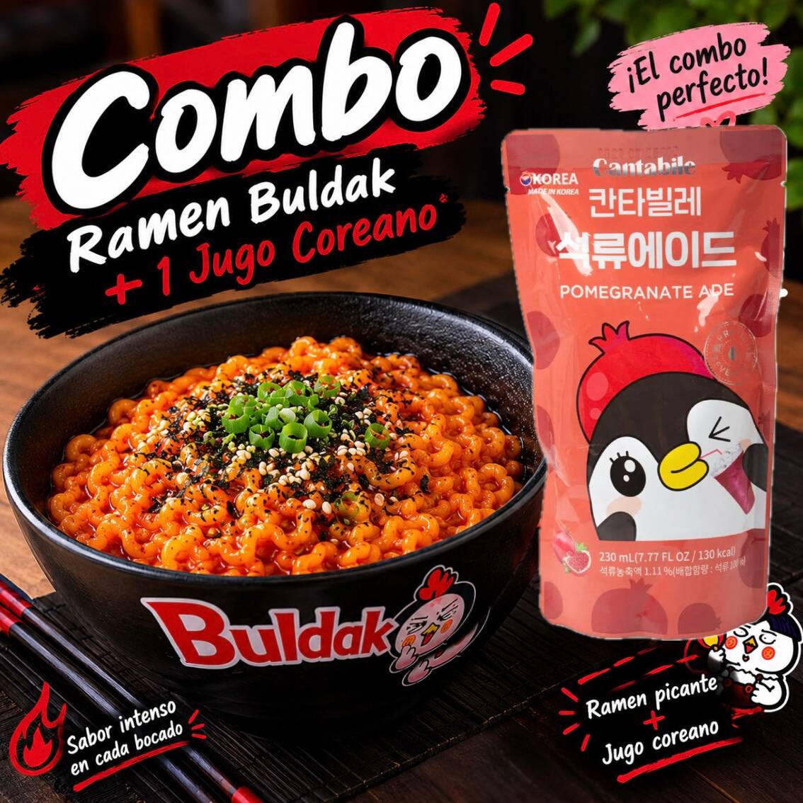 Combo 8 – Ramen preparado + Jugo coreano