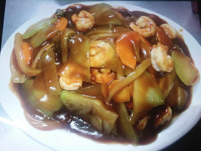 Chop suey con Camarón en Salsa