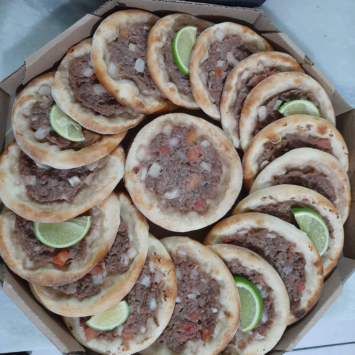 carne moída temperada com tomate e cebola picados