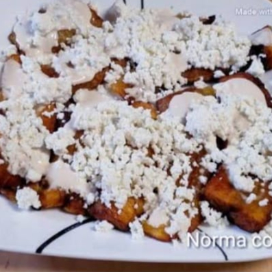 Platano Firto con Crema y Queso