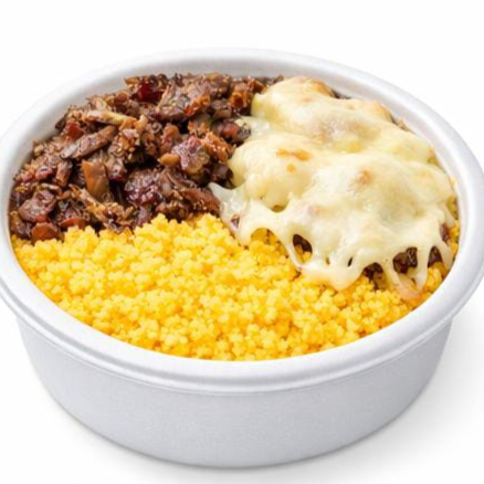 Delicioso Cuscuz com até 2 opções de carne , feijão e vinagrete ( Opcional )