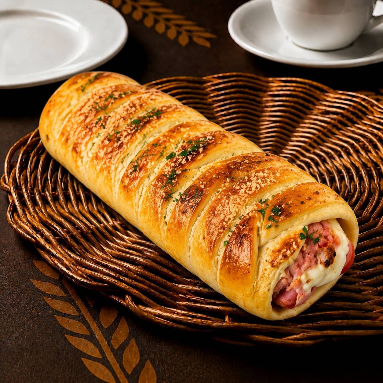 Dogão de forno super recheado, com massa macia e douradinha, salsicha saborosa, queijo derretido e temperos especiais. Um lanche irresistível, quentinho e perfeito para qualquer momento do dia. Peça agora!