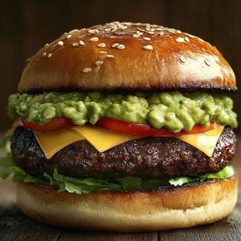 GUACAMOLE BURGER (INCLUYE PAPAS & SODA)