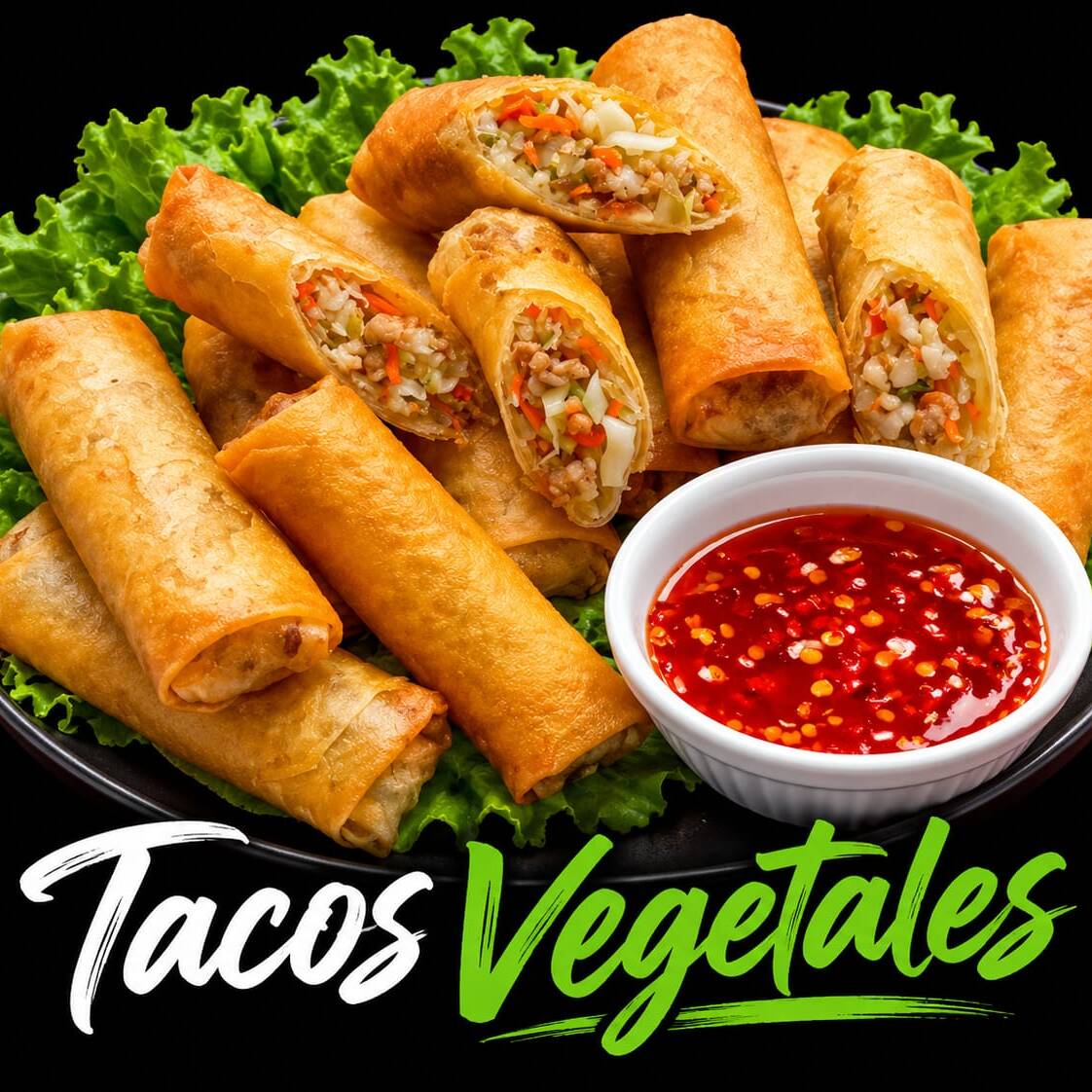 4 Tacos Vegetales más 1 Salsa Gyozas