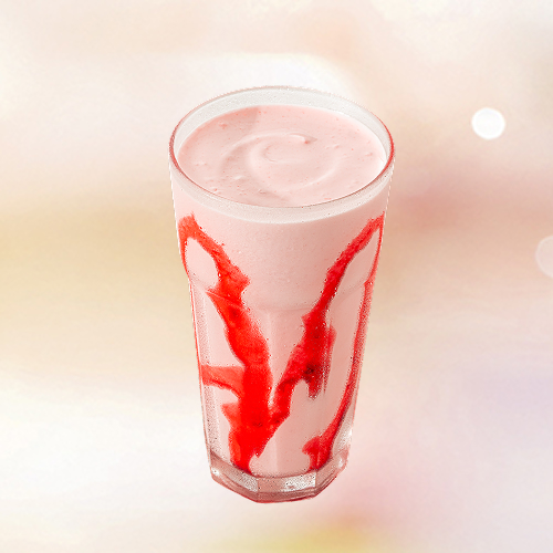 Morango com pedaços de morango. O delicioso Milk-Shake de Morango do Habib’s, agora pra você receber em casa. Aproveite!