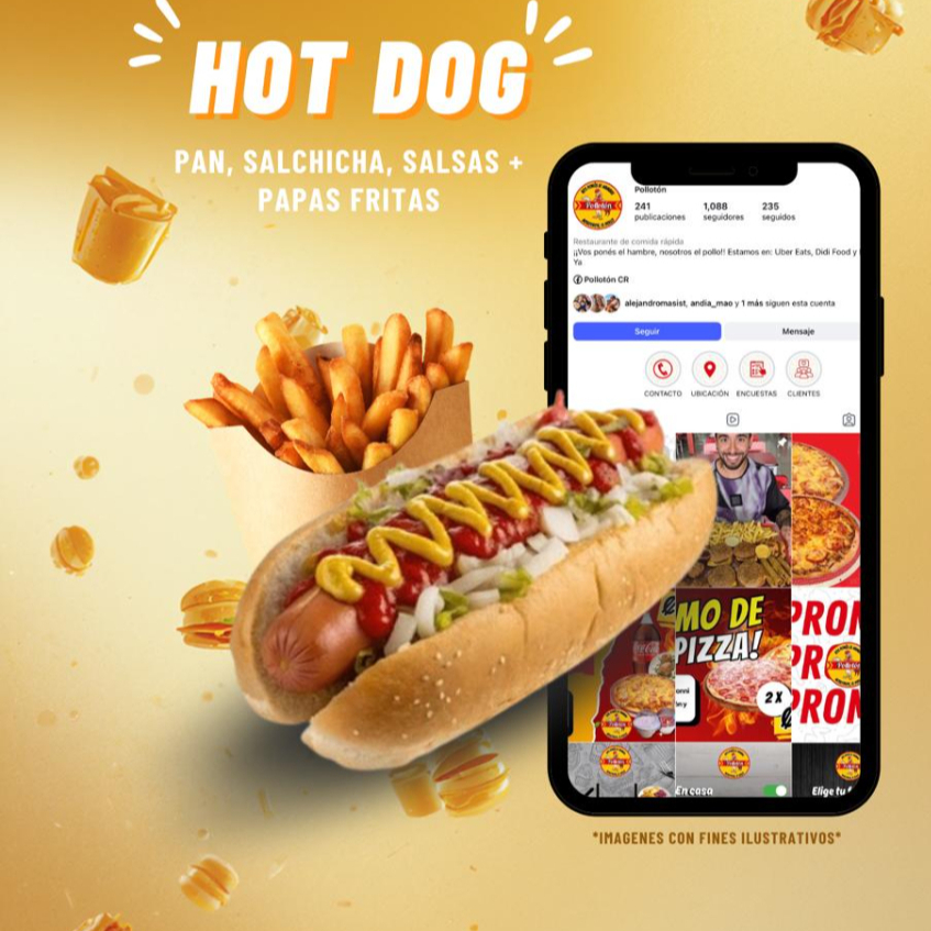 Hot-Dog + 1 papa peq + coca 12 onz 40% desc