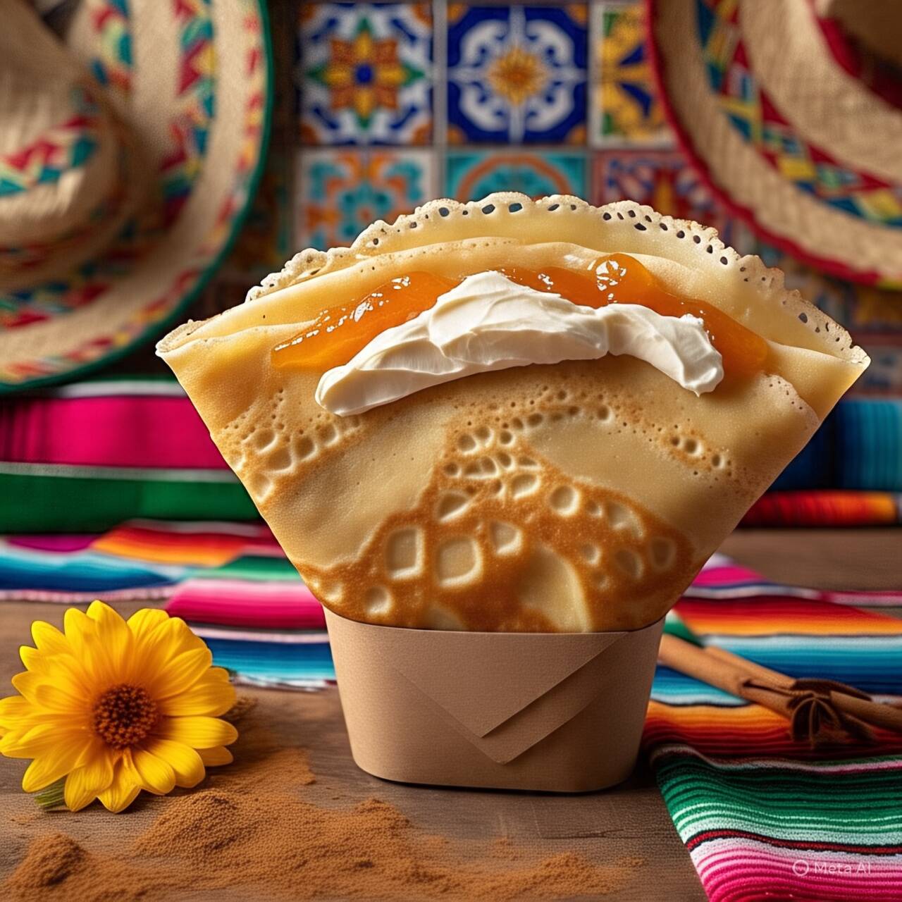 Crepa de mermelada de chabacano con Phidadelphia.