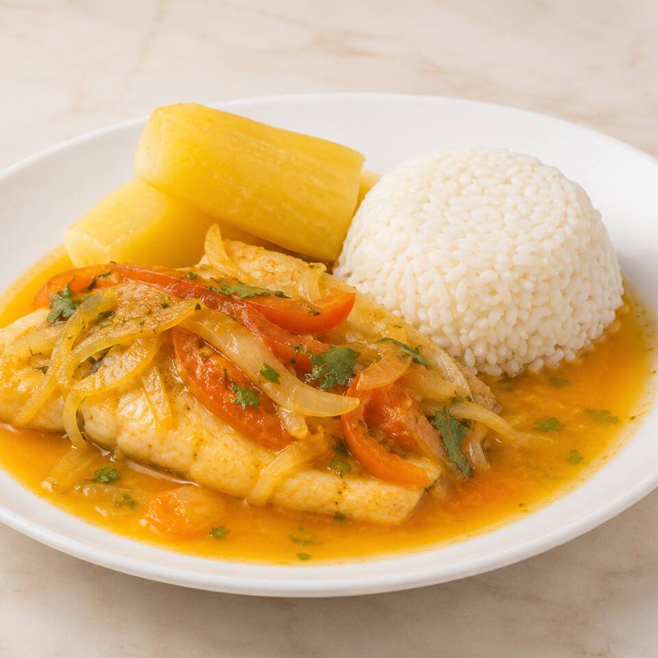 Sudado de Filete de Corvina con Arroz