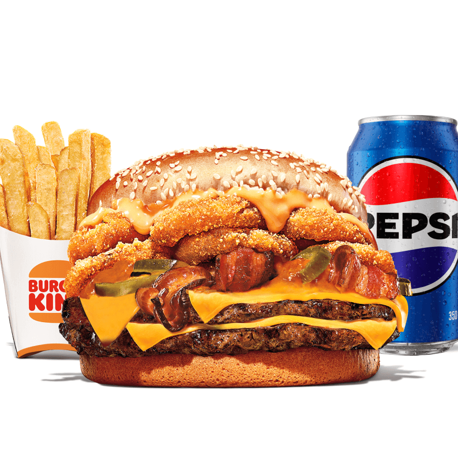 Combo Mega Stacker Furioso 2.0 + Acompanhamento + Bebida