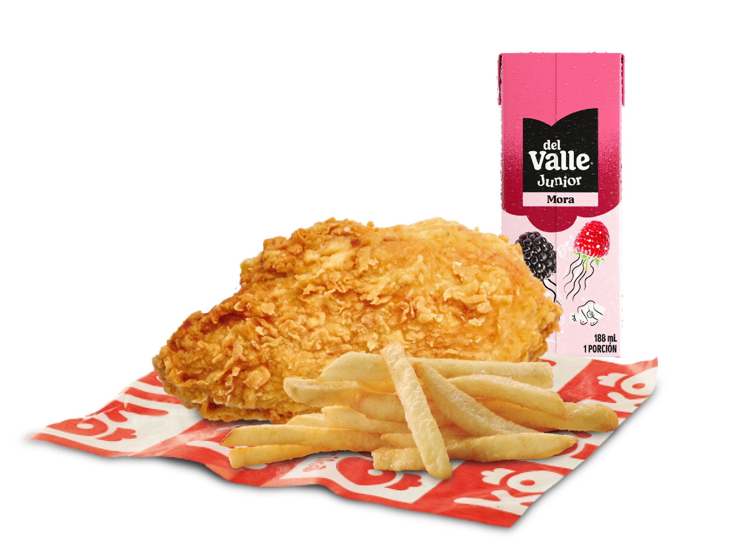 Menu presa kokorikronch y jugo