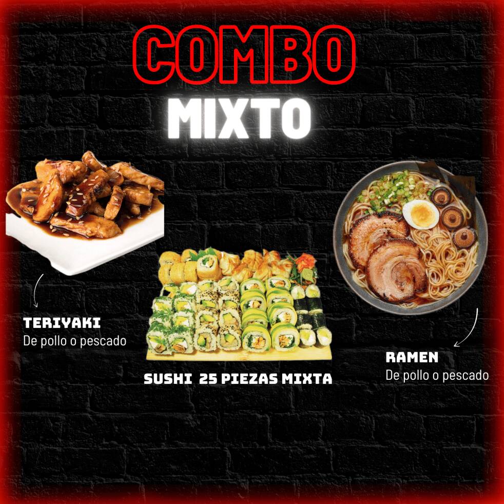 BOX 25 SUSHI ➕1 SOPA RAMEN➕1 TERIYAKI ➕3 TE FRIOS