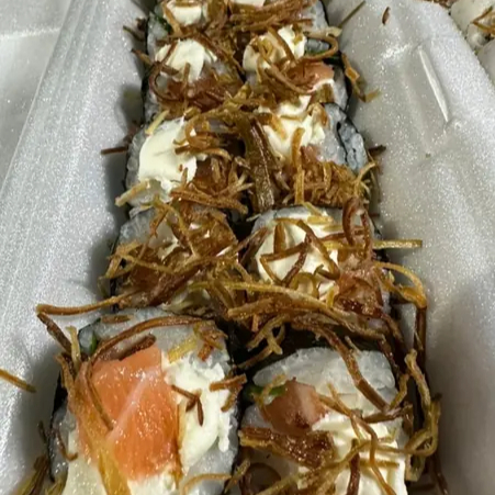 Filadélfia de salmão com alho poro