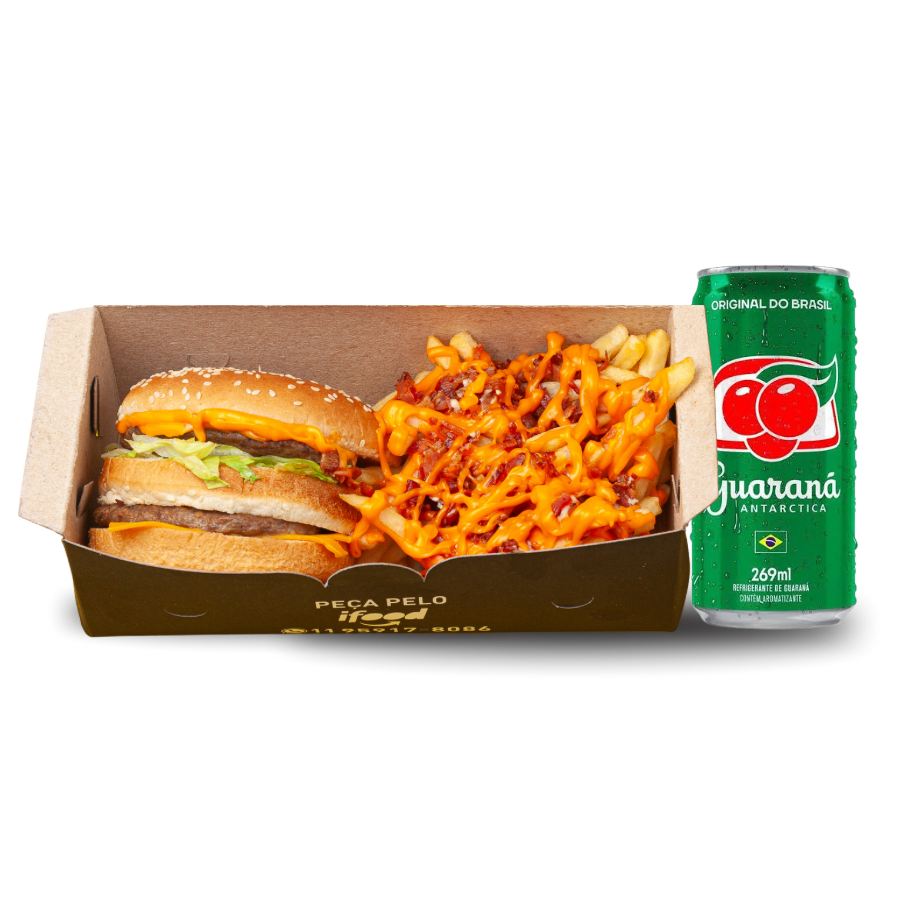 Escolha seu big favorito + batata com cheddar e bacon + refri