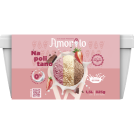 Napolitano: sorvete de nata, morango e chocolate.