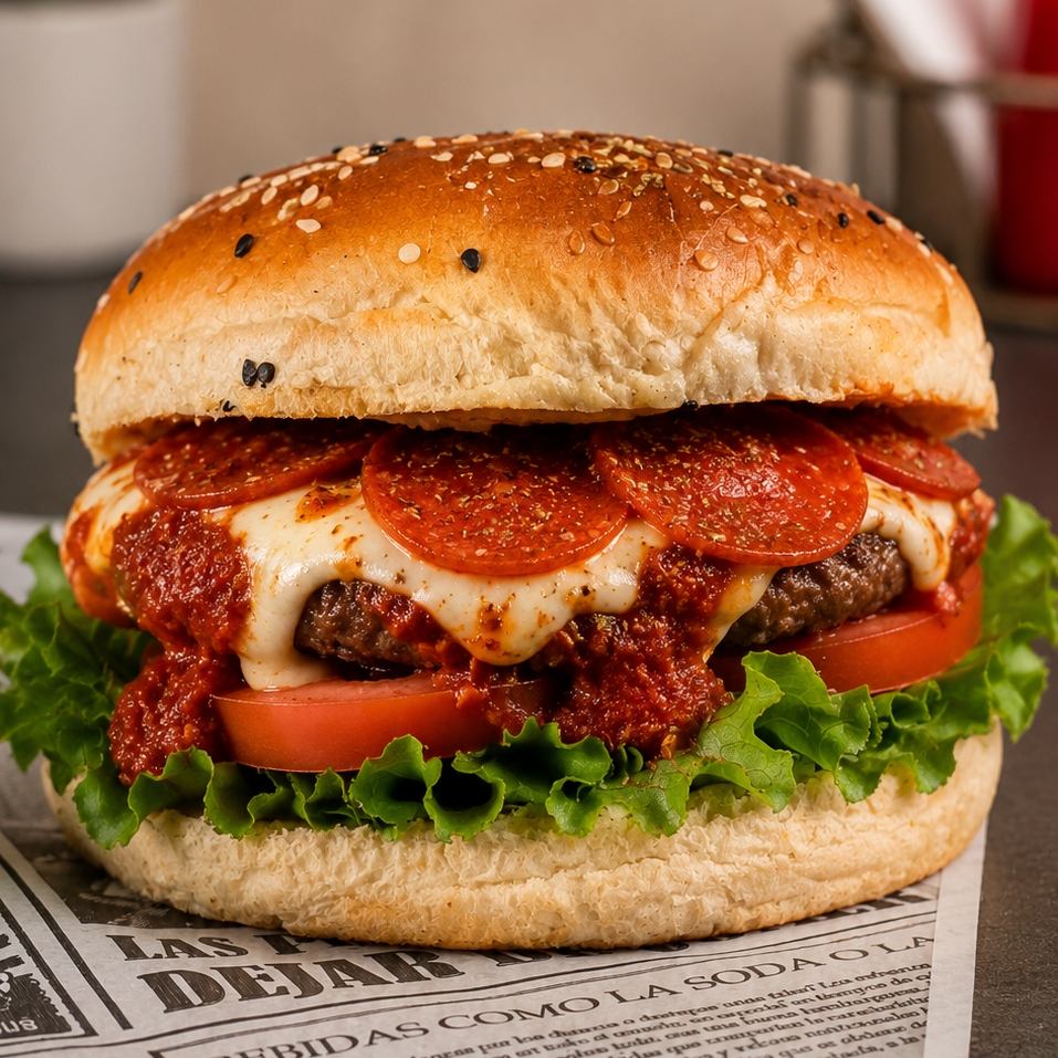 Pizza Burger con papas