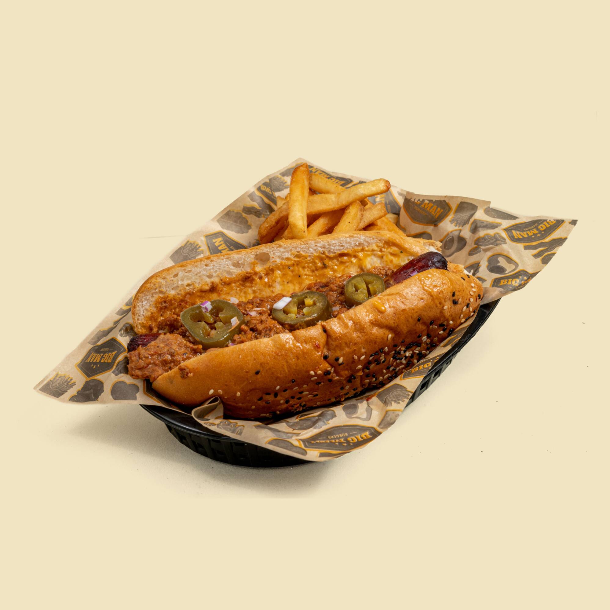 Big chili dog con papas