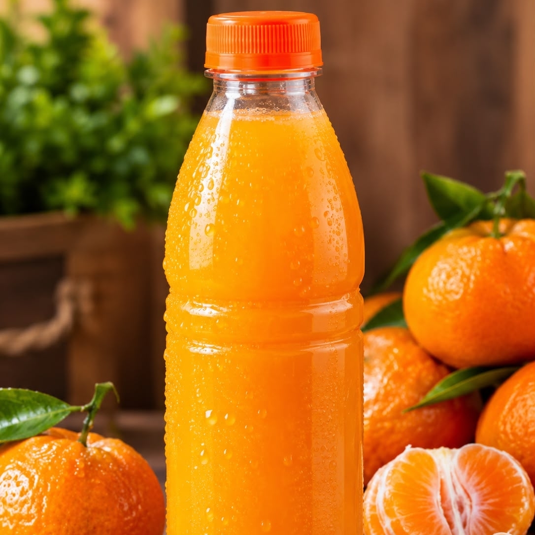 suco feito da polpa. Vai em garrafa de 500ML