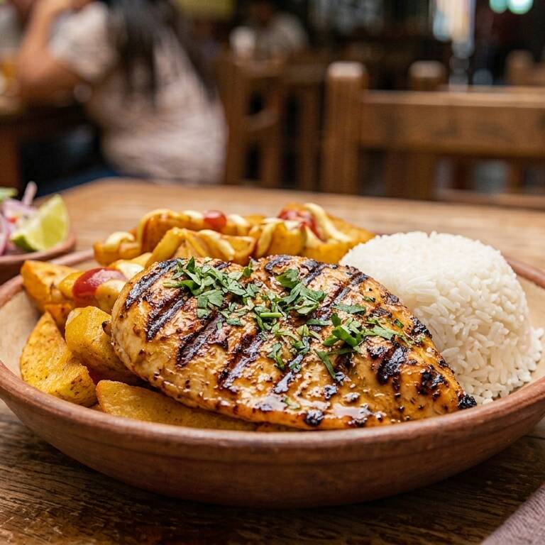 Pechuga de Pollo con Papas Nativas y Arroz