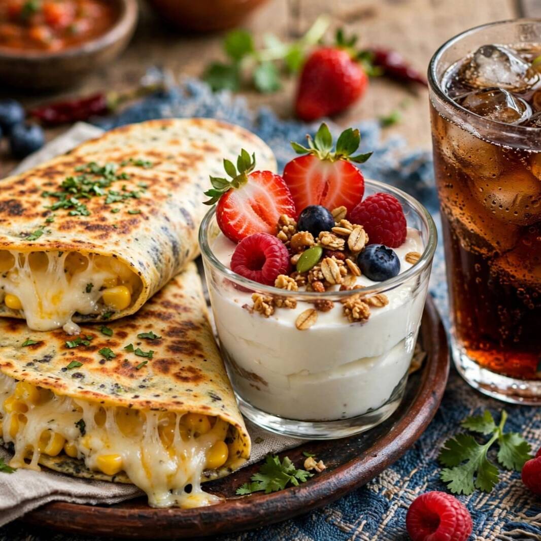 2 Quesadillas + Un Postre + Un Refresco