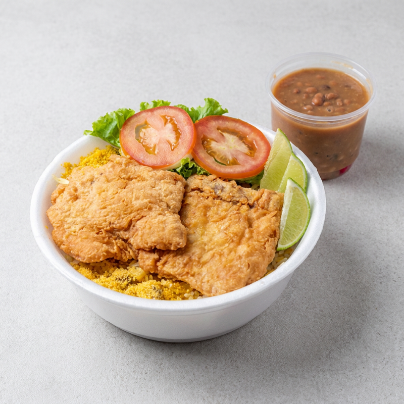 Arroz,Feijão, Macarrão, Farofa e Salada