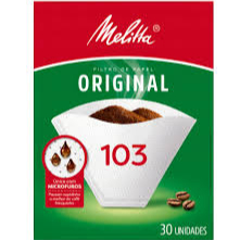 Pacote com 30 filtros de papel para café, ideais para preparar seu café coado com praticidade e sem sujeira.