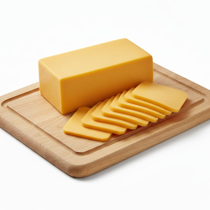 Queijo Prato fatiado.