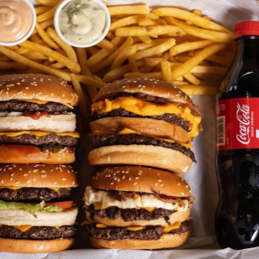 Combo especial para duas pessoas com 4 burgers deliciosos feitos na hora. Escolha o lanche que preferir! Acompanhado de porção de batata frita, molhos especiais e refrigerante 600ml geladíssimo! Combinação indicada para 04 pessoas.