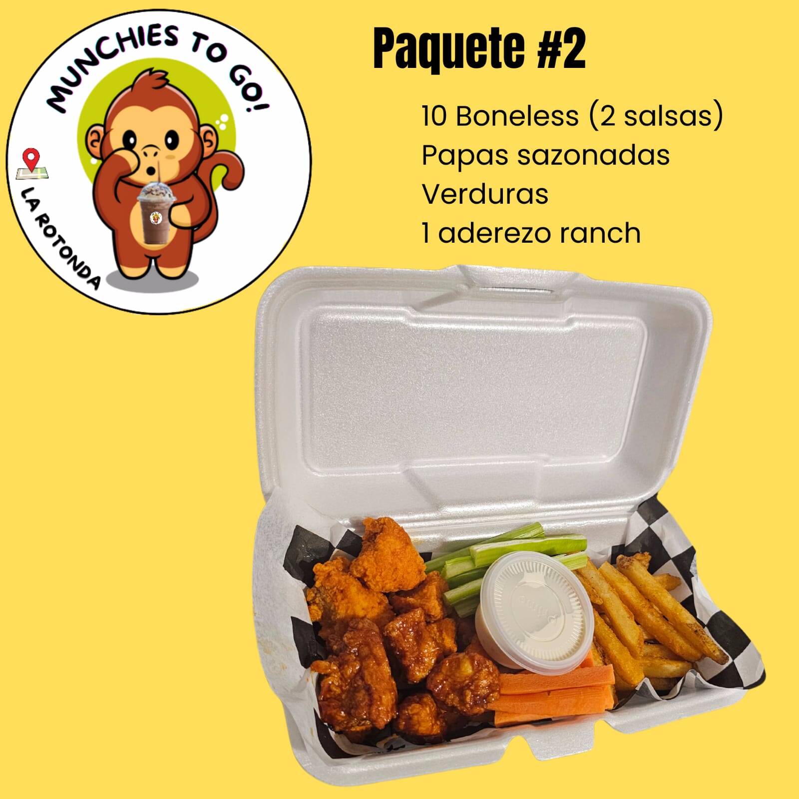 Paq#2 - 10 Boneless y Papas Sazonadas