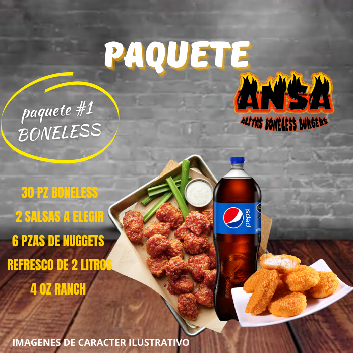 PAQUETE #1 DE BONELESS
