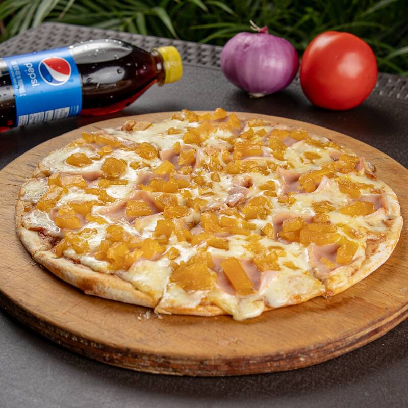 1 Pizza Hawaiana + 1 Gaseosa PEPSI 400 Ml