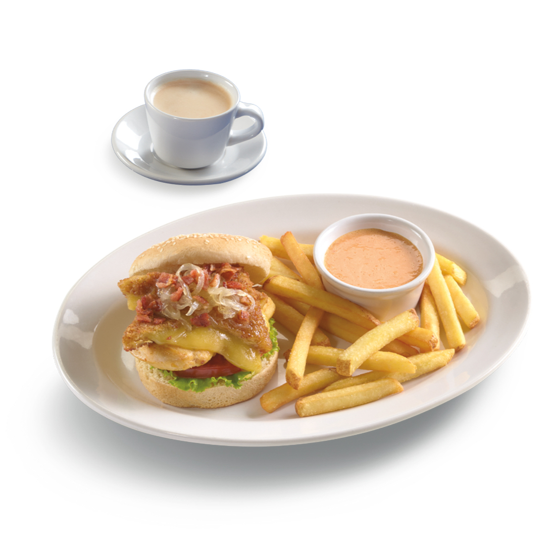 Hamburguesa de Pollo con Queso y Tocino