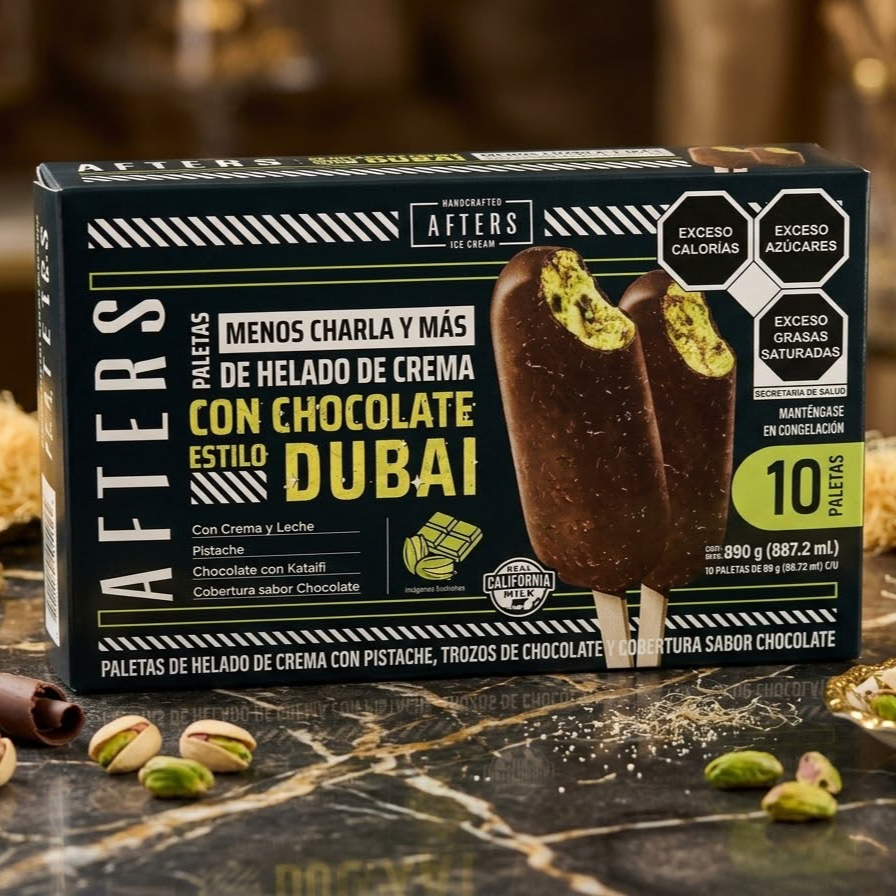 Caja de paletas heladas con chocolate estilo dubai