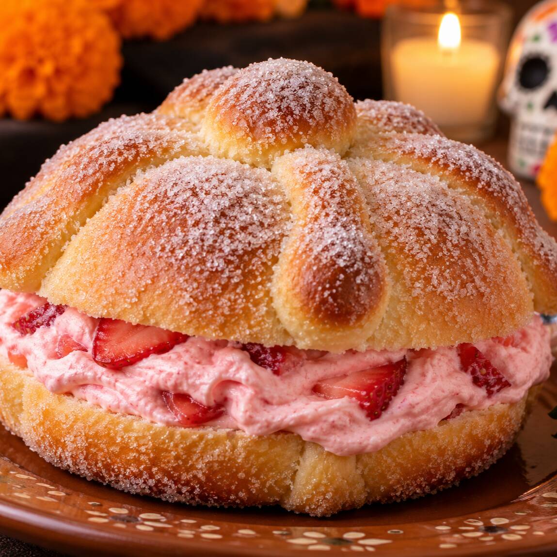 Pan de Muerto Fresas con Crema
