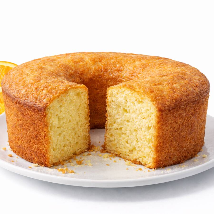 Bolo Com Aroma Natural e Inconfundível Da Laranja, Massa Suave, Fofinha e Sabor Refrescante Que Combina Perfeitamente Com Café Da Manhã Ou Chá Da Tarde. Bolo De 22 Cm.