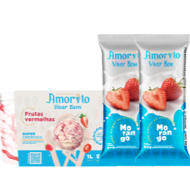 2 Picolés Zero Adição de açúcares - Morango 1 Pote 1l Zero Adição de açúcares - Frutas Vermelhas