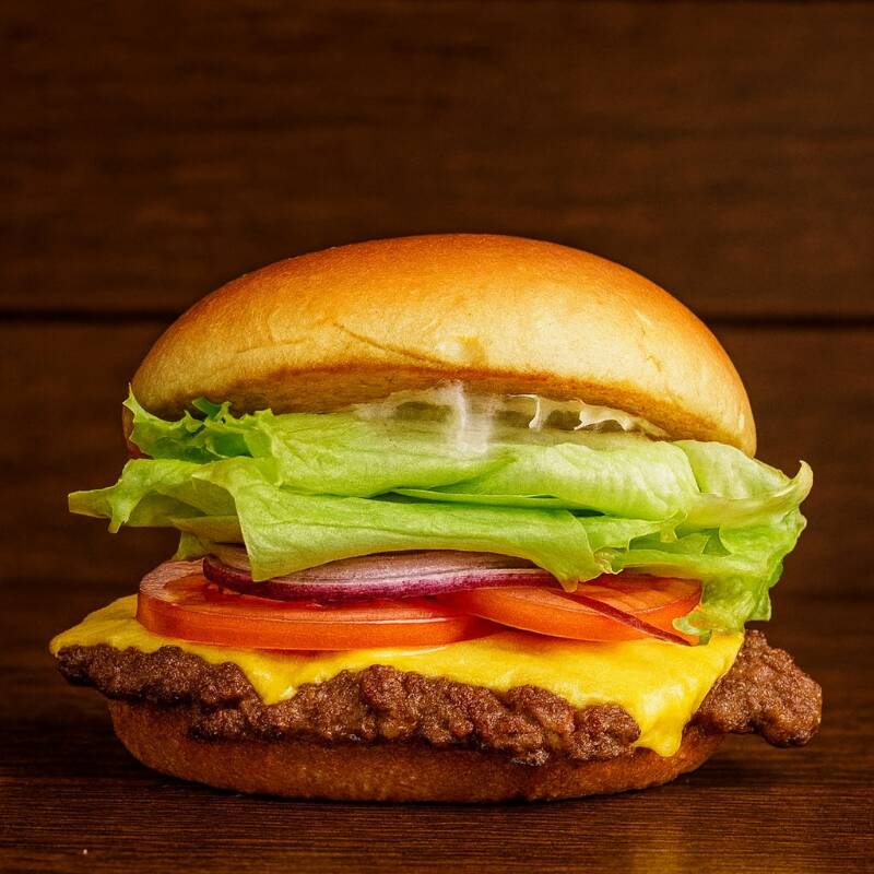 Pão macio abraça smash burger suculento, queijo derretido, OVO CAIPIRA, alface, tomate, cebola roxa, picles e molho artesanal que transforma cada mordida.