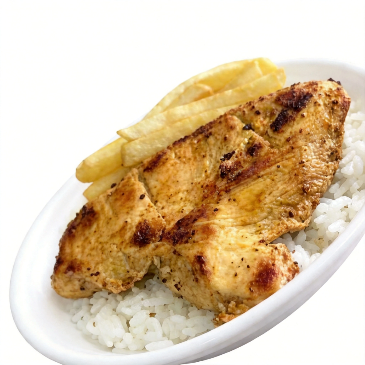 Arroz,feijão,file de peito com batata frita
