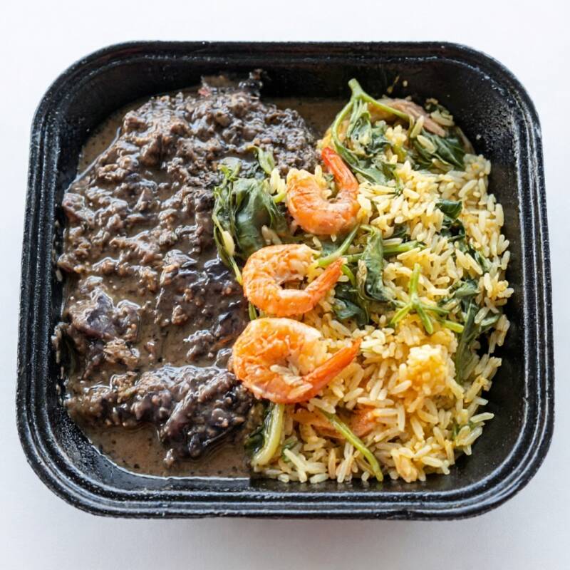 Arroz, jambu, camarão e maniçoba